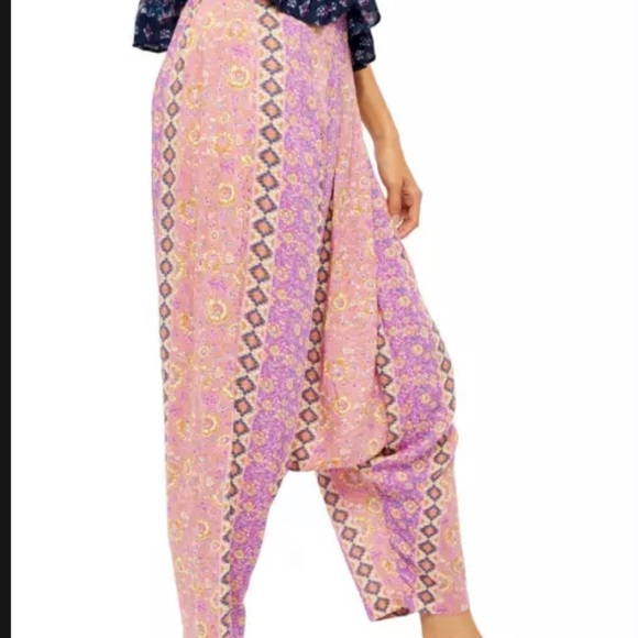 Free People Haley Harem Lounge Boho Print Bottoms - Picture 2 of 12